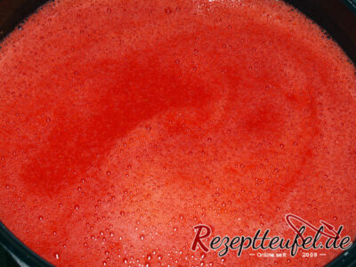 Die pürierten Edbeeren