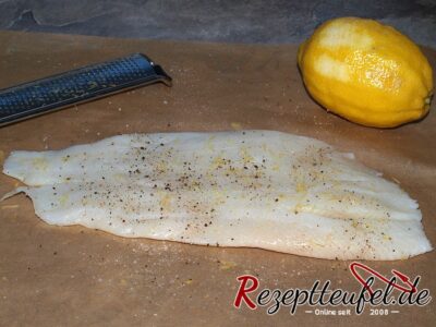 Heilbuttfilet mit Zitronenschale bestreut