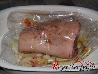 Alle Zutaten sind im Bratschlauch - bereit für den Backofen