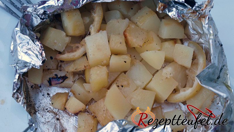 Kartoffelwürfel im Alupäckchen vom Grill – Type Zitrone