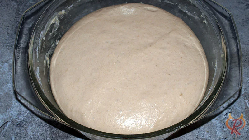 Vorteig nach 2 Stunden bei Zimmertemperatur