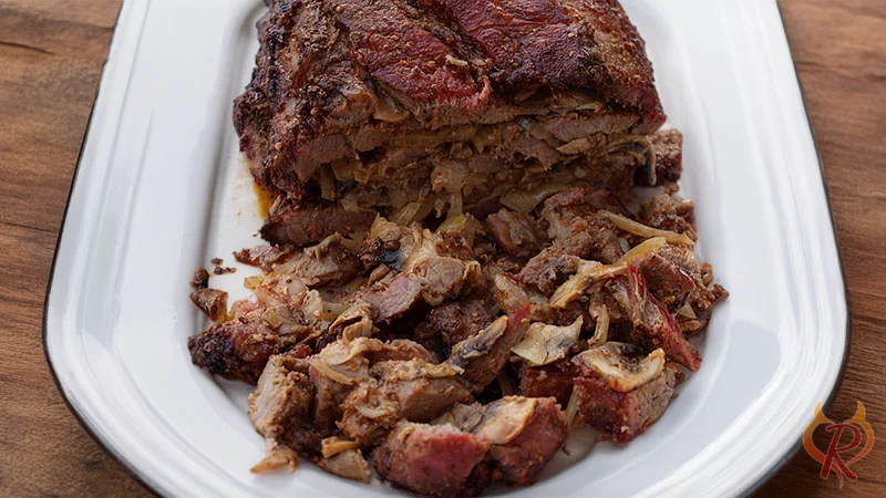 Schichtbraten aus dem Grill – Champignon-Senf